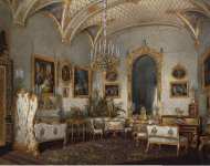 Hau Edward Petrovich Interiors of the Winter Palace. The White Drawing-Room of Empress Alexandra Fyodorovna - Hermitage